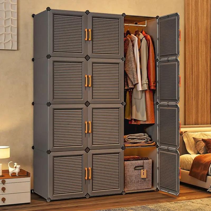 Armoire de Rangement Pliable et Anti-Poussière, Meuble de Chambre à Coucher, Assemblez des Vêtements