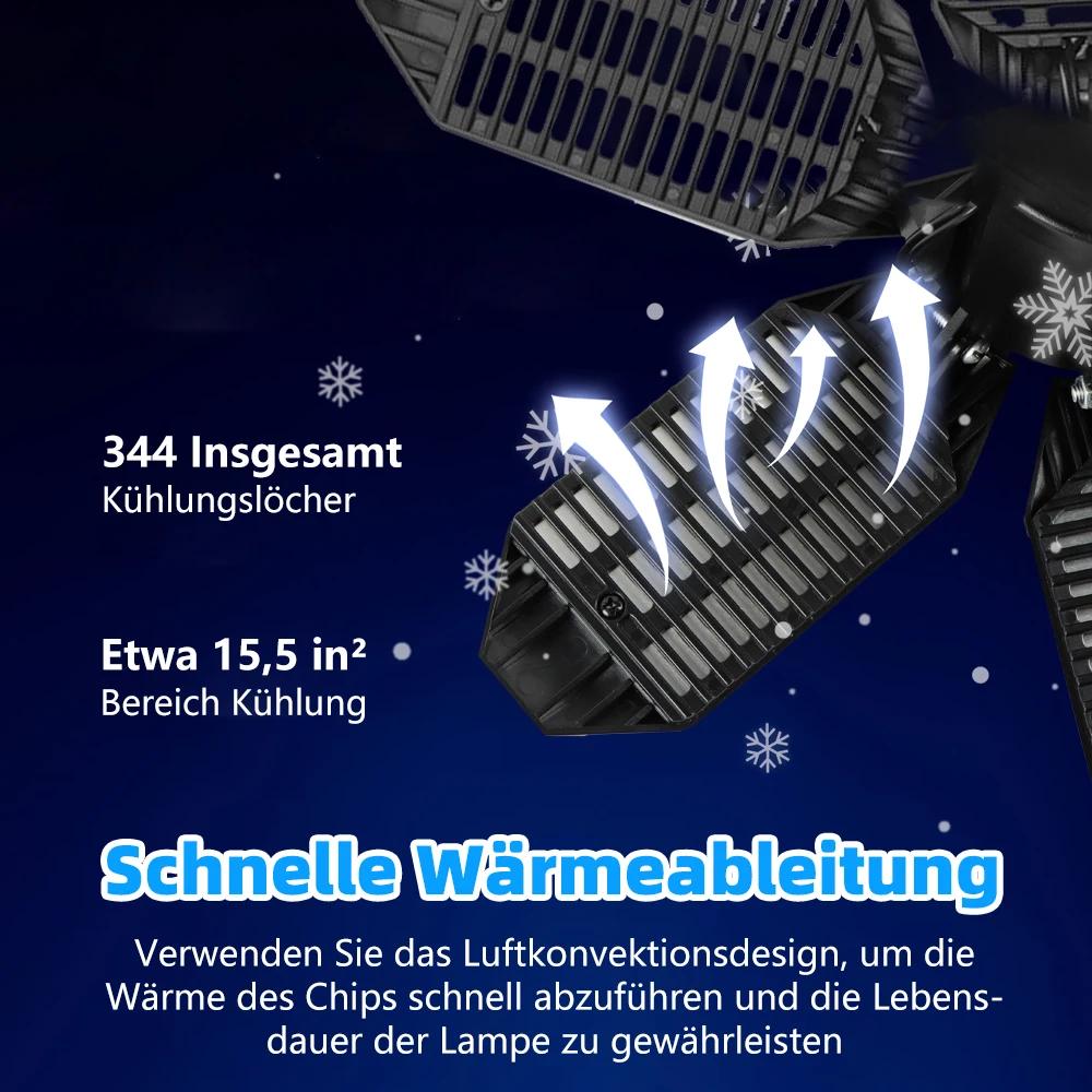 Plafonnier LED pliable avec 10 panneaux réglables, lampe de garage, luminaire industriel, atelier, E