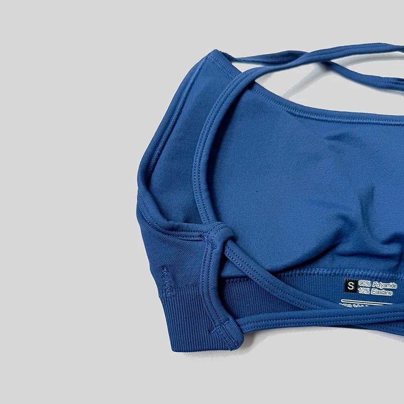 Soutien-gorge de sport dos nu pour femmes, sans couture, Impact, Yoga, rembourré, haut court, extens