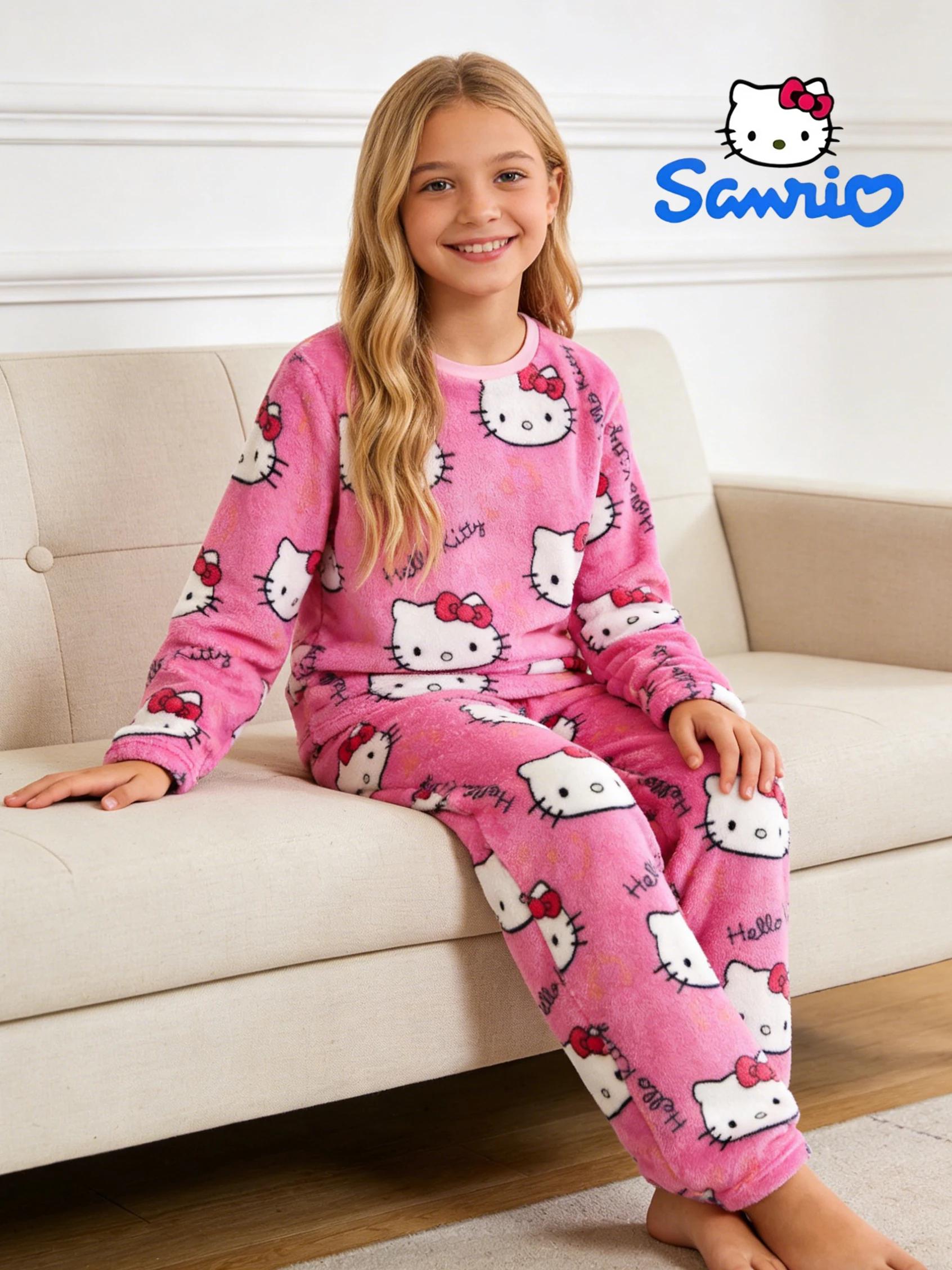 Ensemble de vêtements de nuit et de pantalons Sanrio pour filles, pour l'automne et l'hiver, pantalo