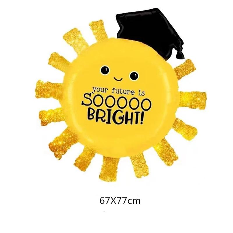 Nouveau ballon en aluminium en forme de chapeau de diplômé 2026, motif soleil et gypsophile, idéal p
