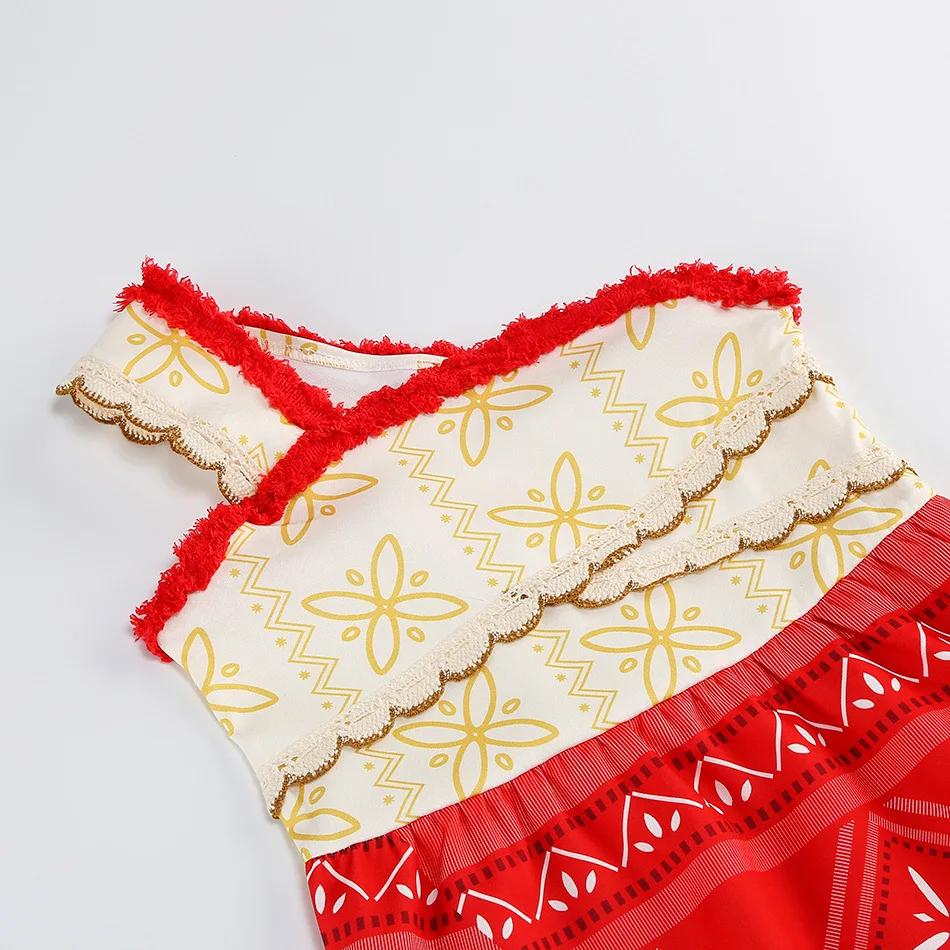 Moana – ensemble de vêtements sans manches pour filles, asymétrique épaule dénudée, princesse mignon