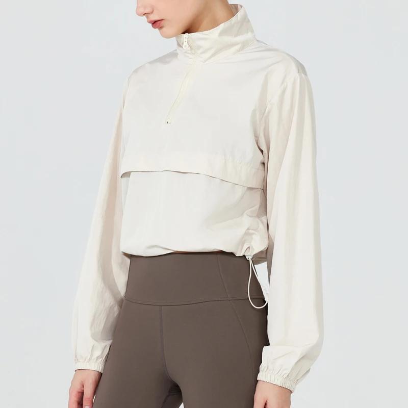 VITALINOVO Veste de sport légère pour femme avec fermeture éclair au quart pour golf, randonnée, cou