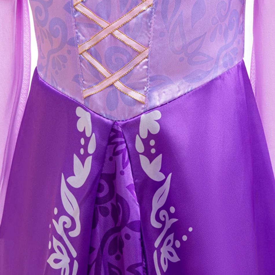 Robe de princesse Rapunzel pour enfants, déguisement d'Halloween, costumes à manches longues, tenues