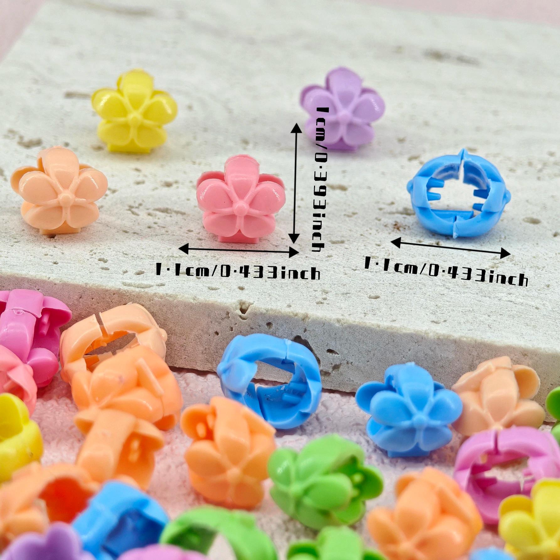 60 pièces tresses de cheveux perles chapeaux mignon bonbons couleurs plastique été pinces à cheveux