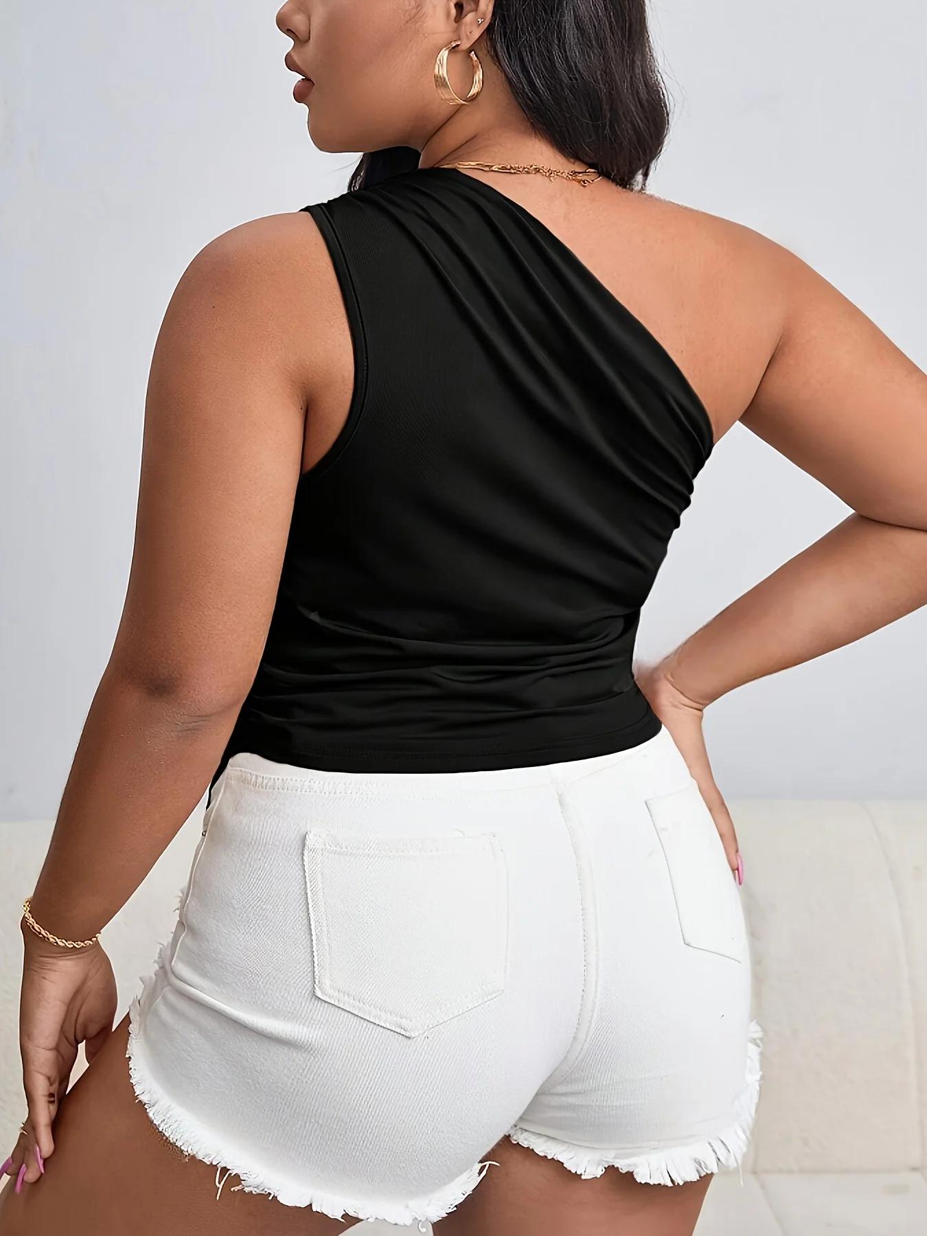 Débardeur asymétrique épaule dénudée pour femmes, grande taille, Sexy, épaules dénudées, élégant, ou