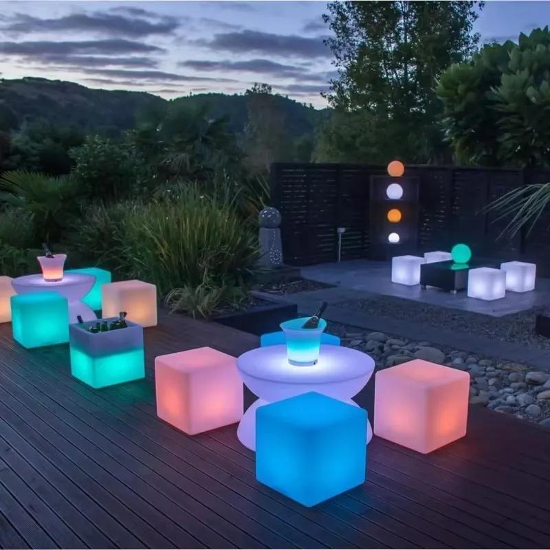Siège Cube électroluminescent LED télécommandé pour l'extérieur, 16 couleurs, tabourets de Bar KTV,
