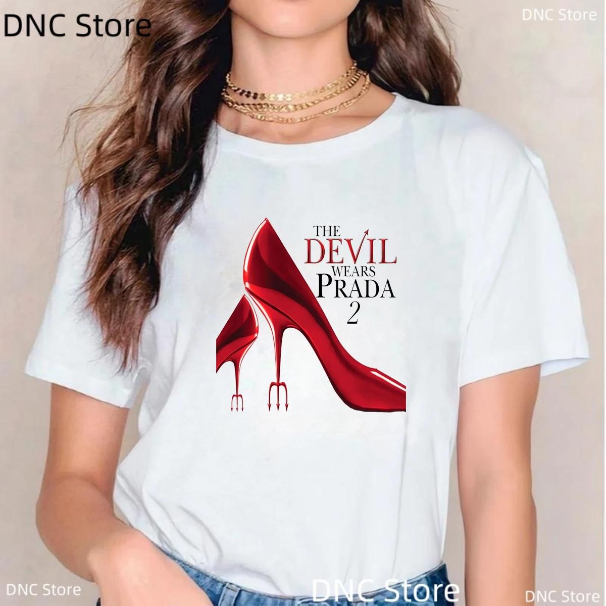 T-Shirt à manches courtes pour femmes, avec impression graphique du film drôle « The Devil Wears P