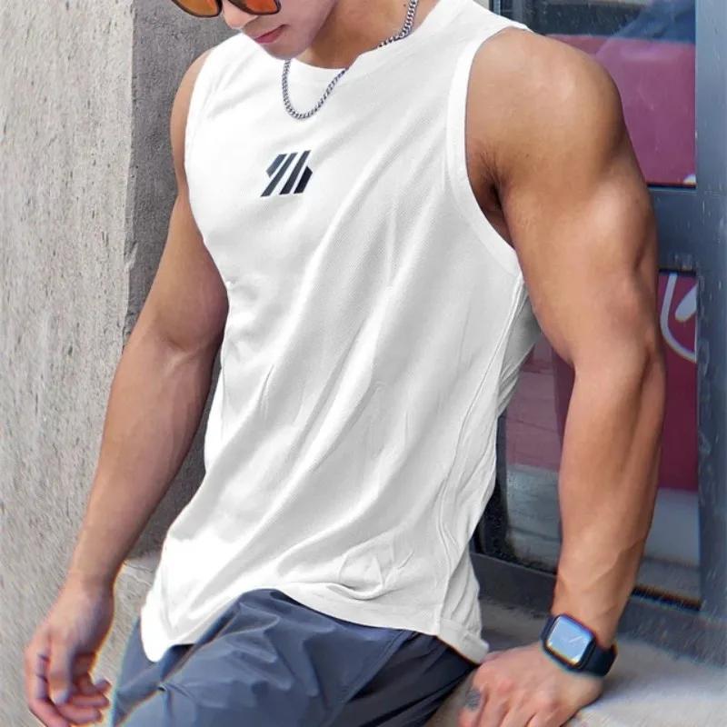 2025 plus récent été gilet de sport haute qualité maille chemise sans manches T-shirts hommes débard