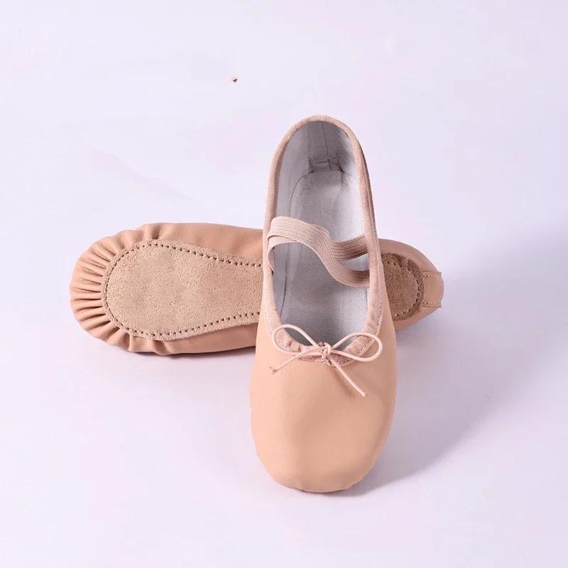 TOVEKIN Pantoufles de ballet en cuir PU pour femmes, danseurs professionnels pour filles, chaussures