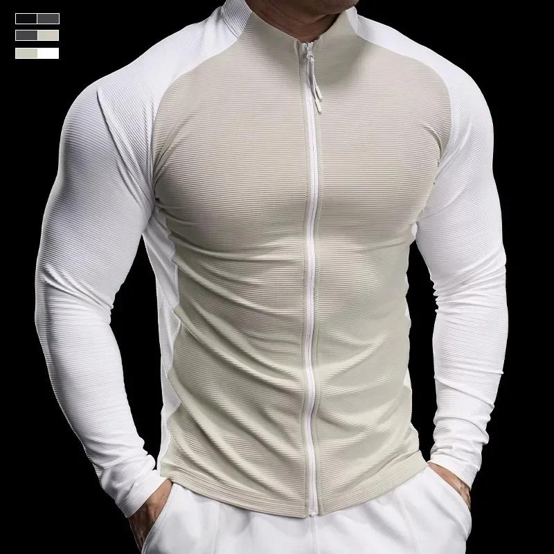 Haut fitness homme manches longues séchage rapide respirant - Veste sport course entraînement automne 2024