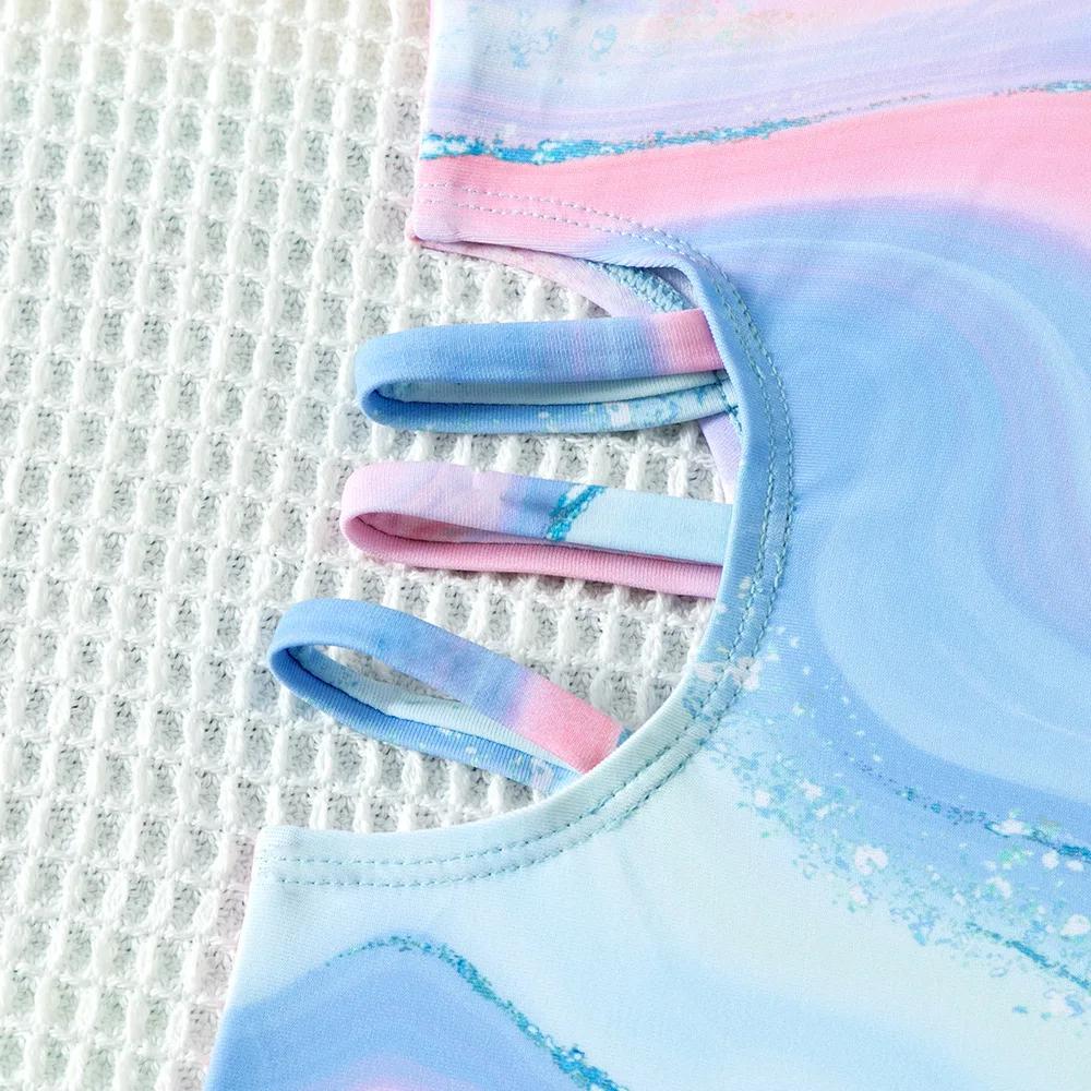 Maillot de bain une pièce tie-dye bleu pour enfants adolescents design nouveau 5 à 15 ans