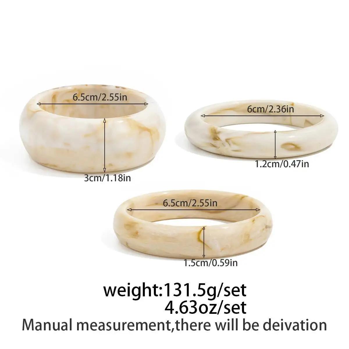Ingemark 3 pièces/ensemble Vintage Beige résine Bracelets pour femme à portée de main 2025 nouvelle