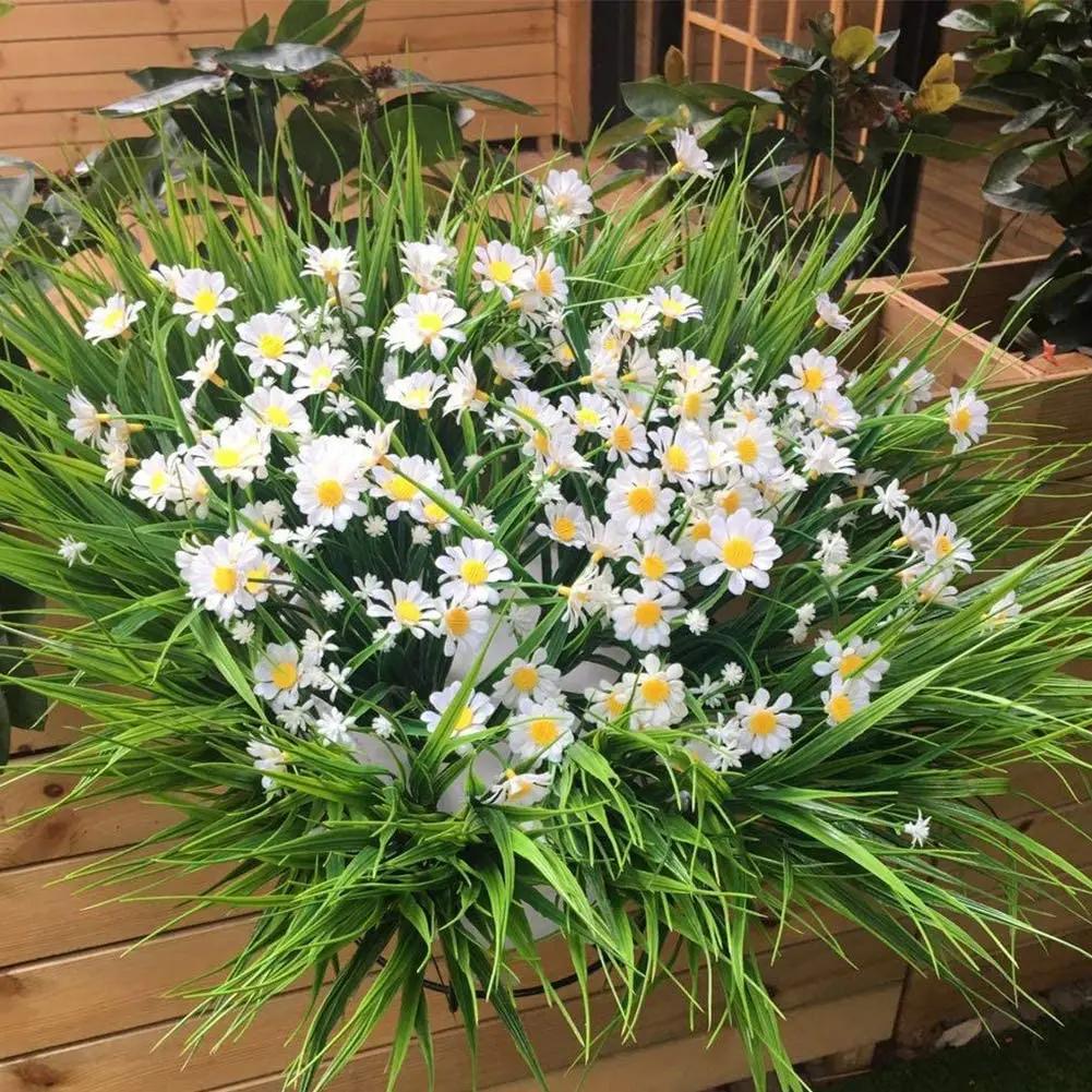 Fleurs de marguerites artificielles pour l'extérieur, fausses plantes à feuillage résistantes aux UV
