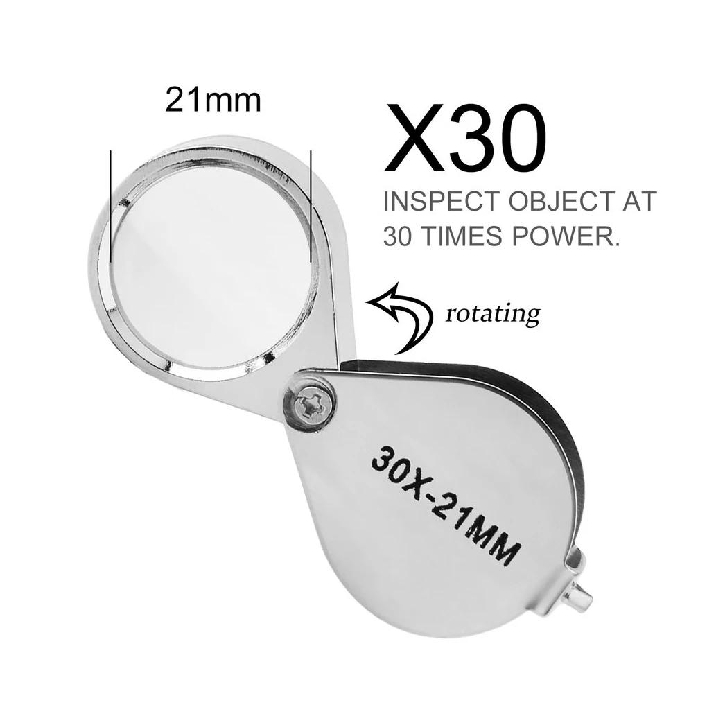 Loupe de poche pour bijoutiers, loupe de poche 10-30X, Loupe de bijoux pliable, Diamant Lupa Triplet