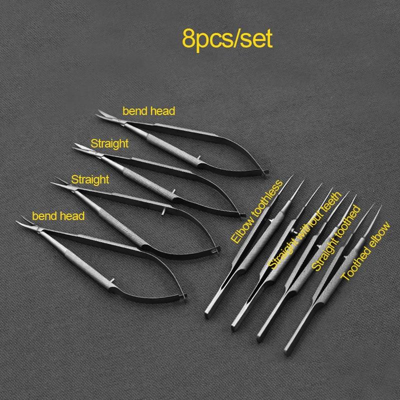 12,5 cm, acier inoxydable, instrument, ensemble, pince, aiguille, support, ciseaux, ophtalmique, ins