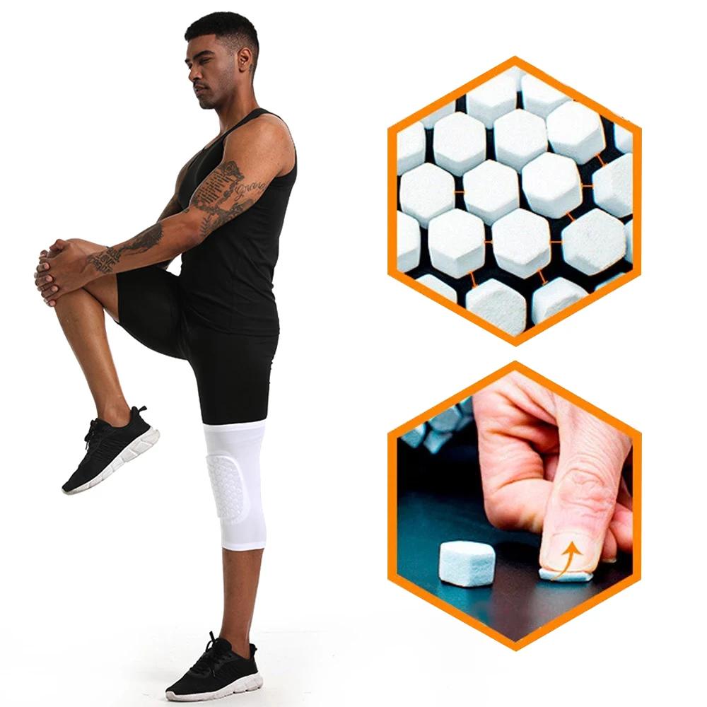 1 pièces basket-ball volley-ball genouillère nid d'abeille mousse soutien Compression jambe manchon