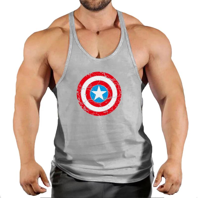Mode d'été tendance fitness gilet hommes fitness vêtements de sport fitness impression cool chemise