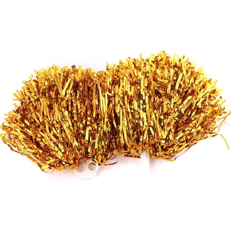 Pom-pom girl avec poignée, boules de joie, or, jaune, rose, rouge, vert, bleu, pour danse à la main,