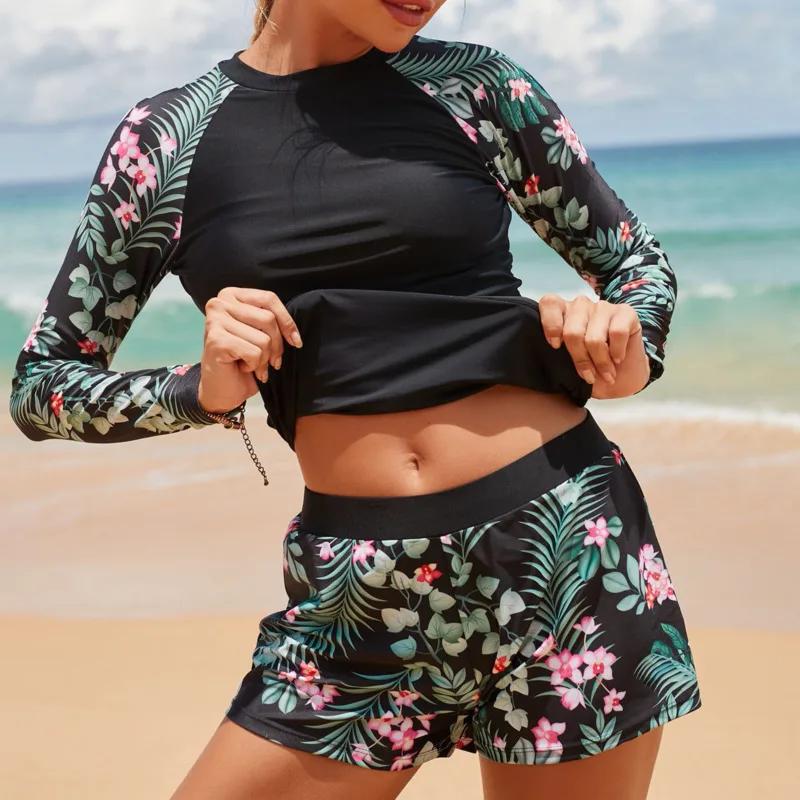 Maillot de bain pour femme Tankini ensemble femme manches longues maillots de bain 2025 surf sport p