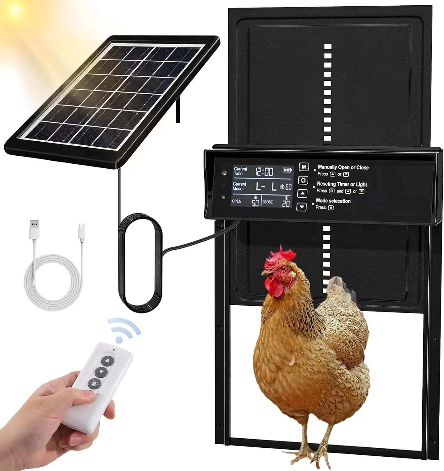 Porte de poulailler solaire, porte de poulet automatique à énergie solaire et chargement USB, porte