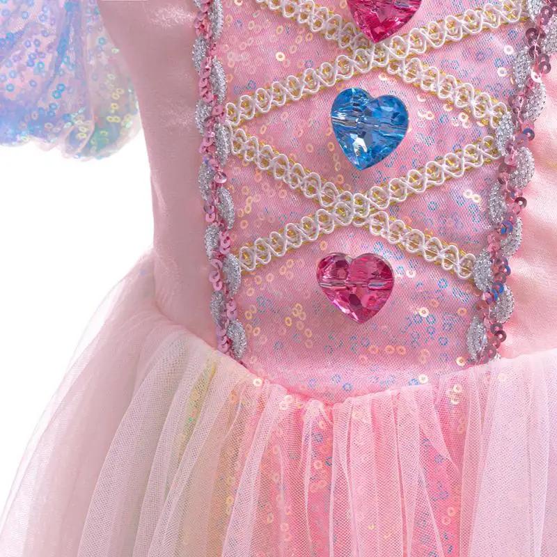 Robe de princesse sirène pour filles, en maille de pierres précieuses colorées à paillettes dégradée