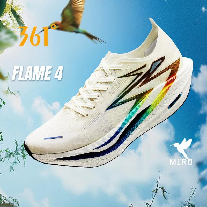 Chaussures de course marathon 361 degrés Flame 4.0 hommes - Plaque carbone rebond stable traction baskets jogging