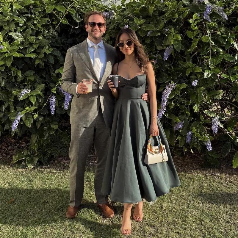Suninheart été robes de soirée d'invité de mariage femmes vert imprimé fleuri robe Sexy haute fente