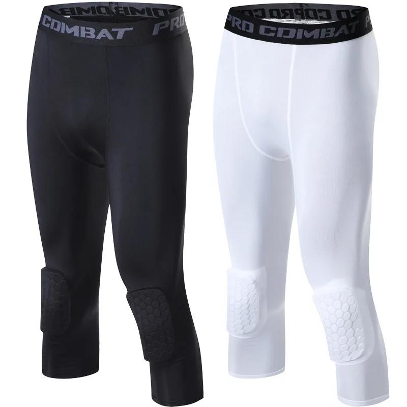 Pantalon court de sport pour hommes, Leggings de course rembourrés, jogging, Compression élastique,