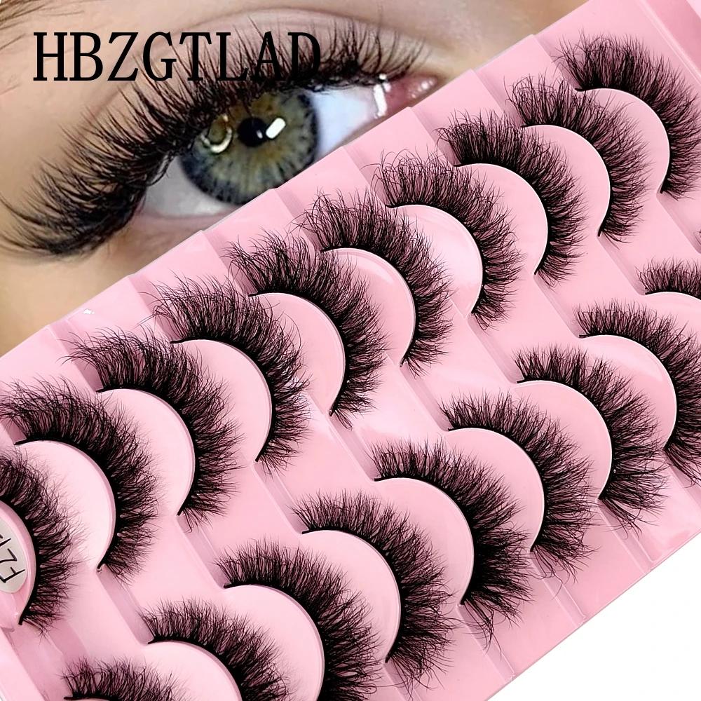 Faux-cils 3D en faux vison, 10 paires, faits à la main, naturels, nude, maquillage, simulation, croi