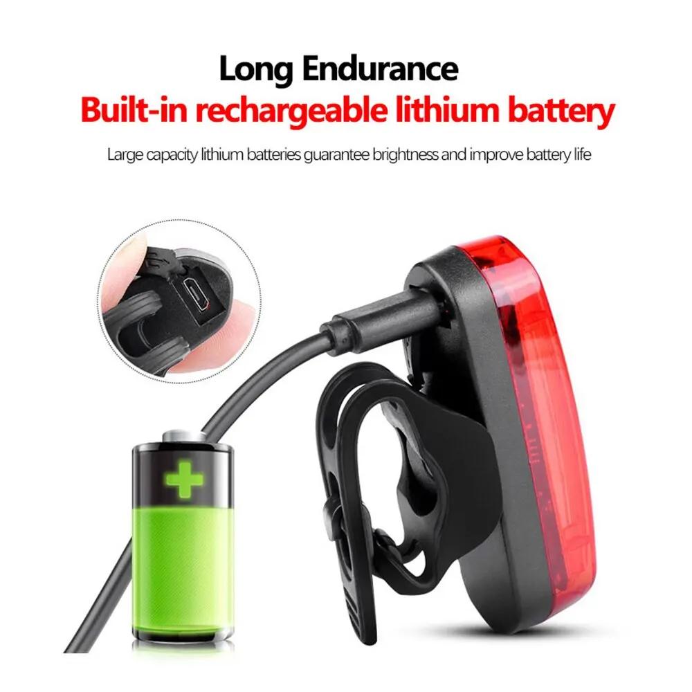 Feu arrière VTT lumière rouge vélo lumière arrière USB Rechargeable LED vélo vélo avertissement lumi