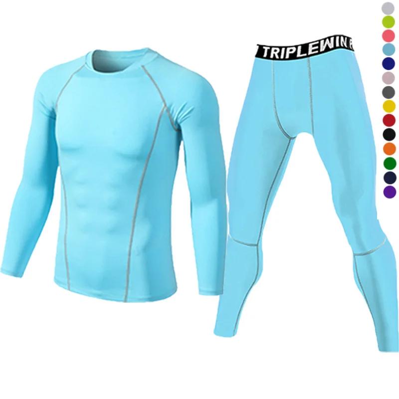 Dean M-Survêtement de sport à manches longues pour homme, ensemble t-shirt et leggings de fitness, y