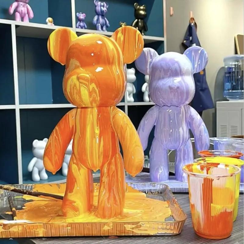 Sculpture d'Ours Violent Fait à la Main, Brique Blanche, Moule Vierge, Jouet Beurre, Graffiti, Peint