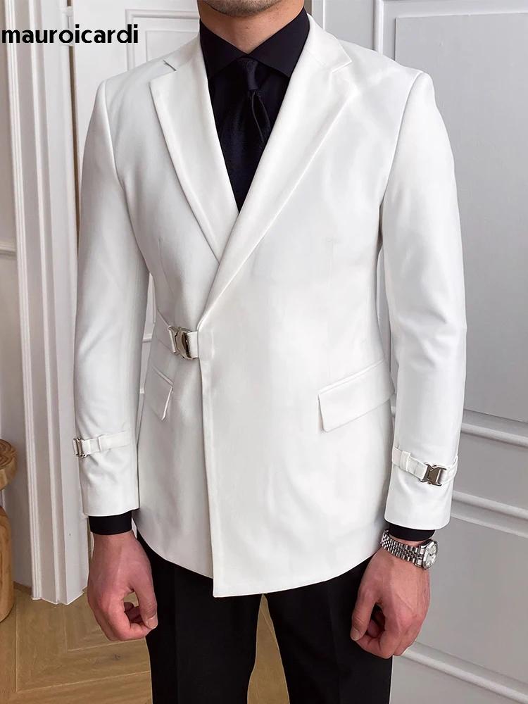 Mauroicardi-Blazer Slim Fit pour Femme, Noir, Blanc, Élégant, Chic, Intelligent, Décontracté, Mariag