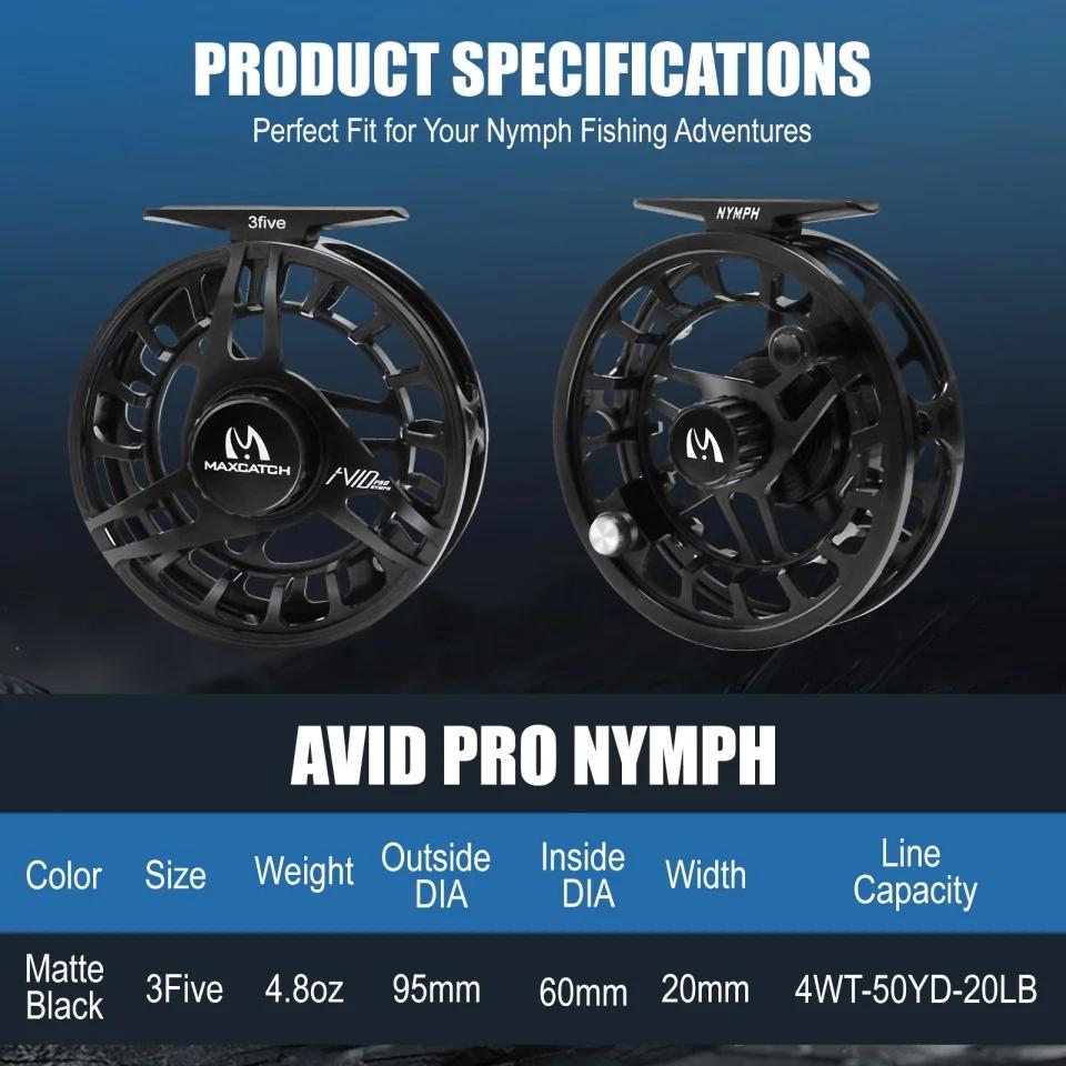Maximumcatch AVID PRO nymphe 3/5wt moulinet de pêche à la mouche avec corps plein cadre Super grand