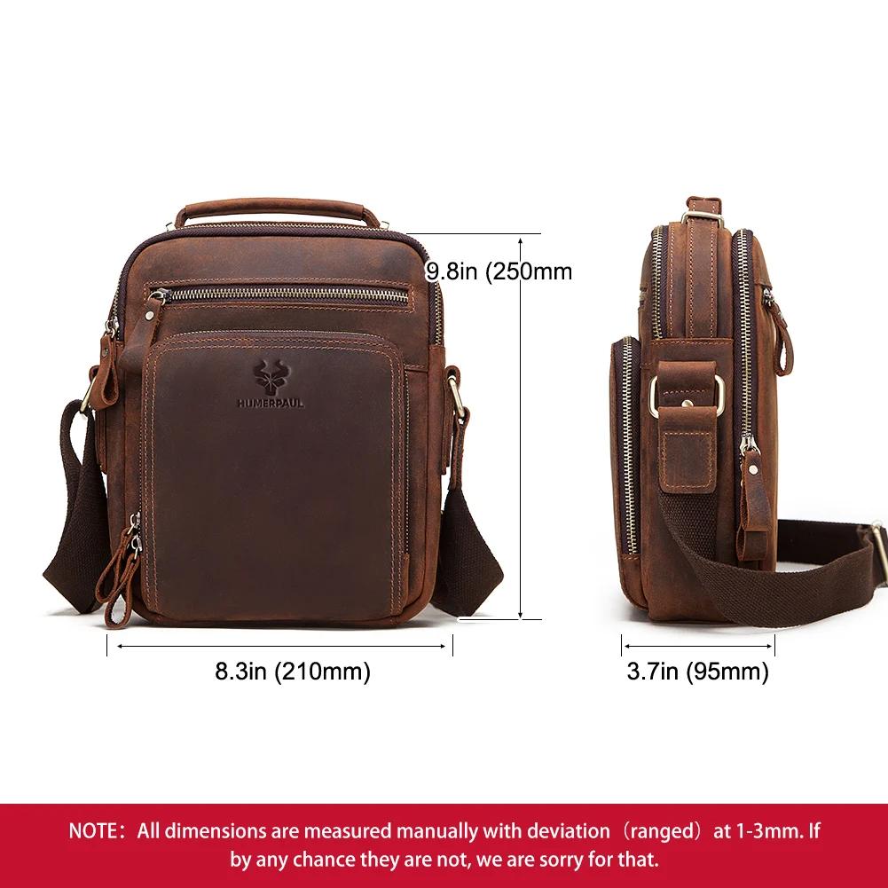 HUMERPAUL sac à bandoulière en cuir véritable pour hommes sacs croisés Vintage grande capacité mâle
