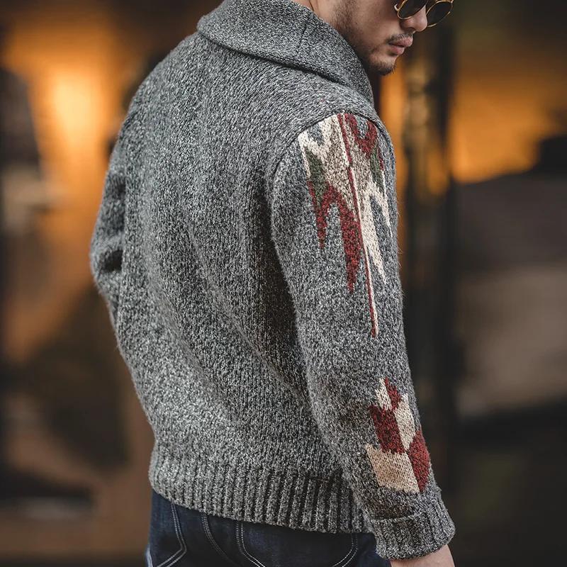 Maden tricoté Vintage Cardigan hommes pull Indiana épais tricot surdimensionné Streetwear géométriqu