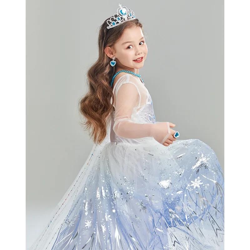 Costume de reine des neiges lumineux à LED pour enfants, Elsa, fête d'anniversaire, princesse de lux