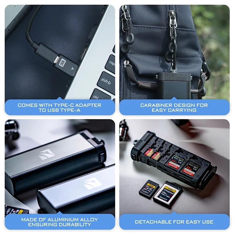 Lecteur de carte FrePS-Pro portable polyvalent, CF Express A/B,SD TF et Micro SD, support pour les p