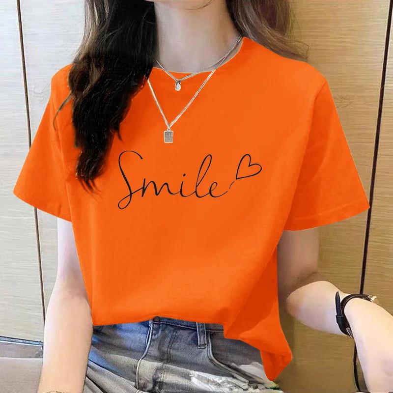 2025 été ample femmes T-Shirt de haute qualité col rond couleur unie à manches courtes femmes vêteme