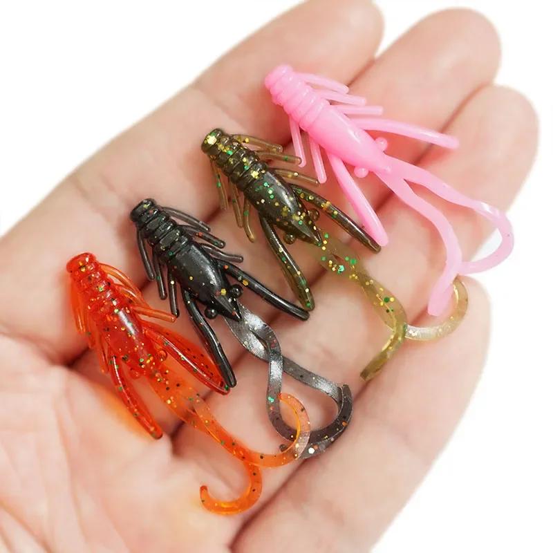 10 pièces Jig Wobblers Silicone souple appât ver homard leurres de pêche 45mm crevette coulant pivot