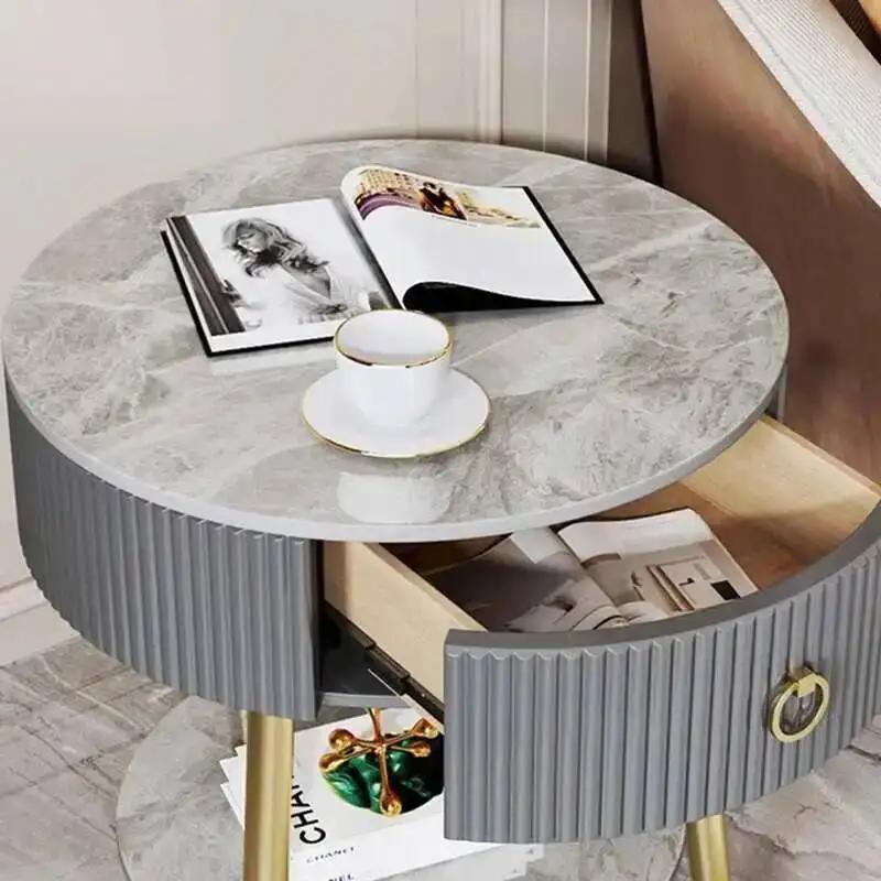Mesa ronde blanche Tables De chevet moderne Unique esthétique commode Table d'appoint De lit nordiqu