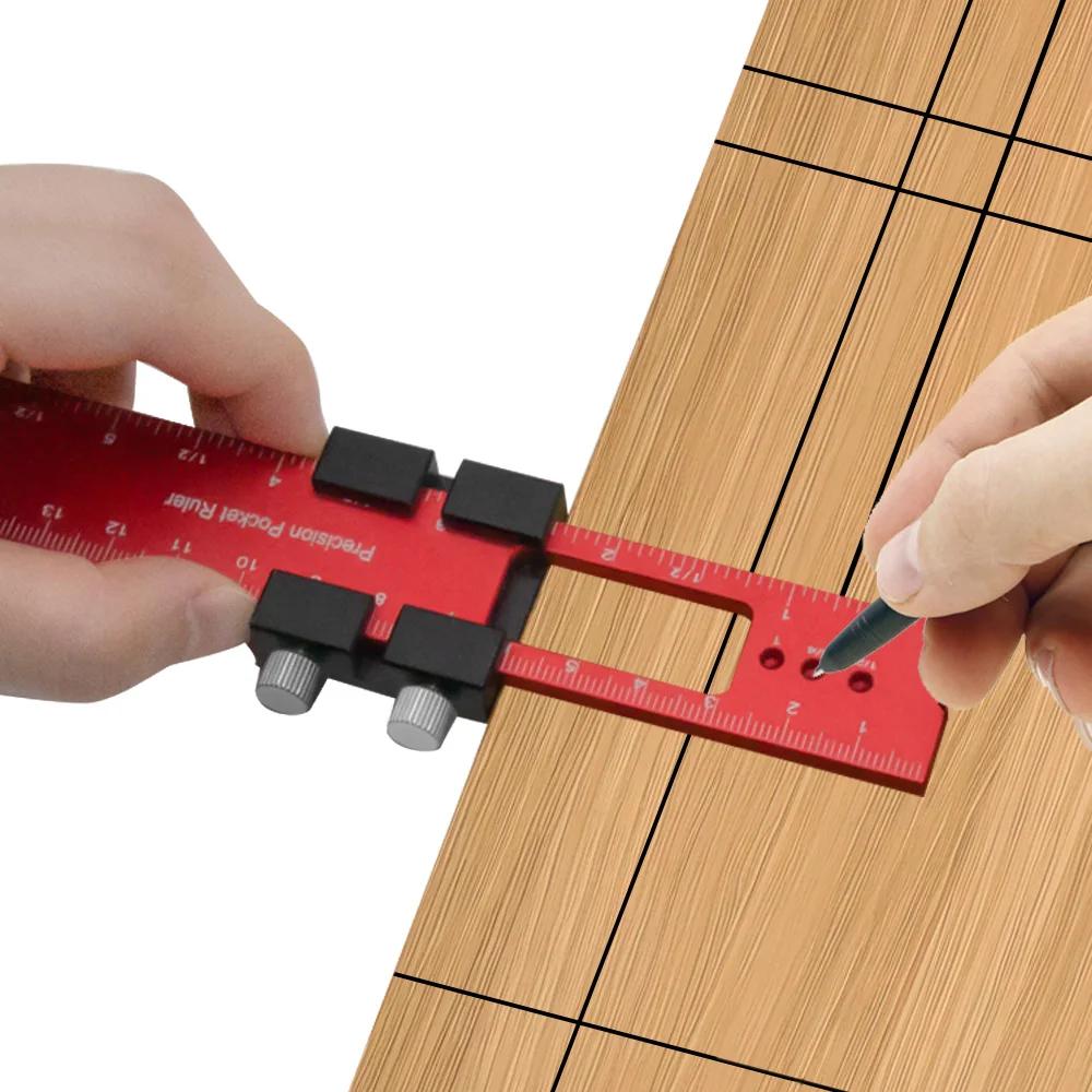 Règle d'outils pour le travail du bois, outil de disposition de règle de poche, règle de précision e