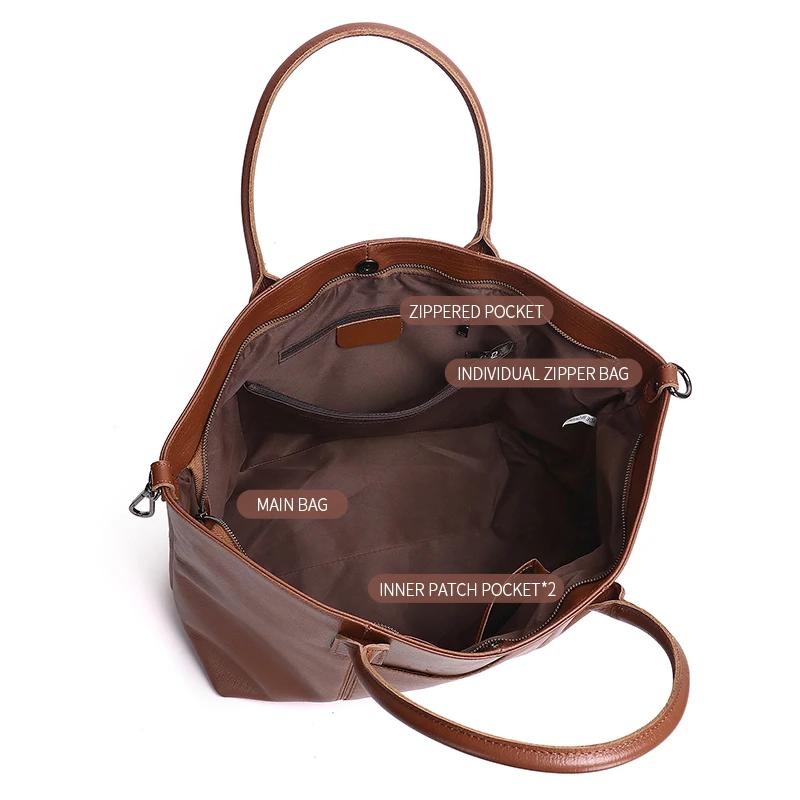 Sac fourre-tout élégant en cuir pour femme, cuir de vache véritable, extensible, 14-25 ", pour ordin