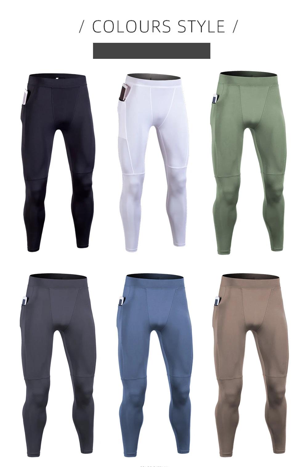 Leggings de course pour hommes, collants avec poche zippée, pantalons de Compression de haute qualit