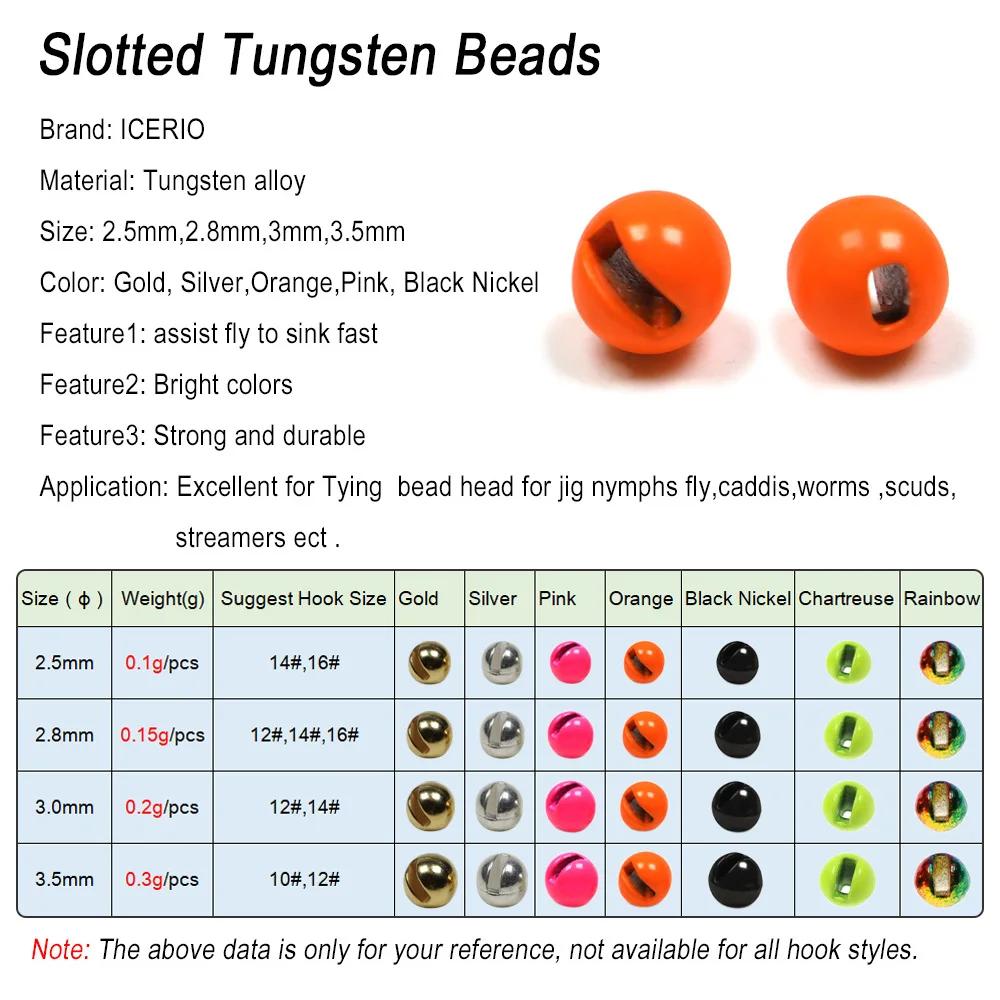 Perles de Tungstène à Fente 100mm pour Montage de Mouches - Jig Nymphe Scud Matériel Pêche