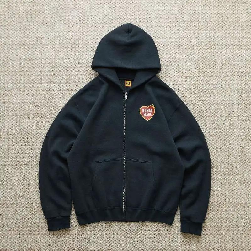 HUMAN MAND CLASS 25SS Nissan Love Sweat à capuche ample et décontracté avec fermeture éclair