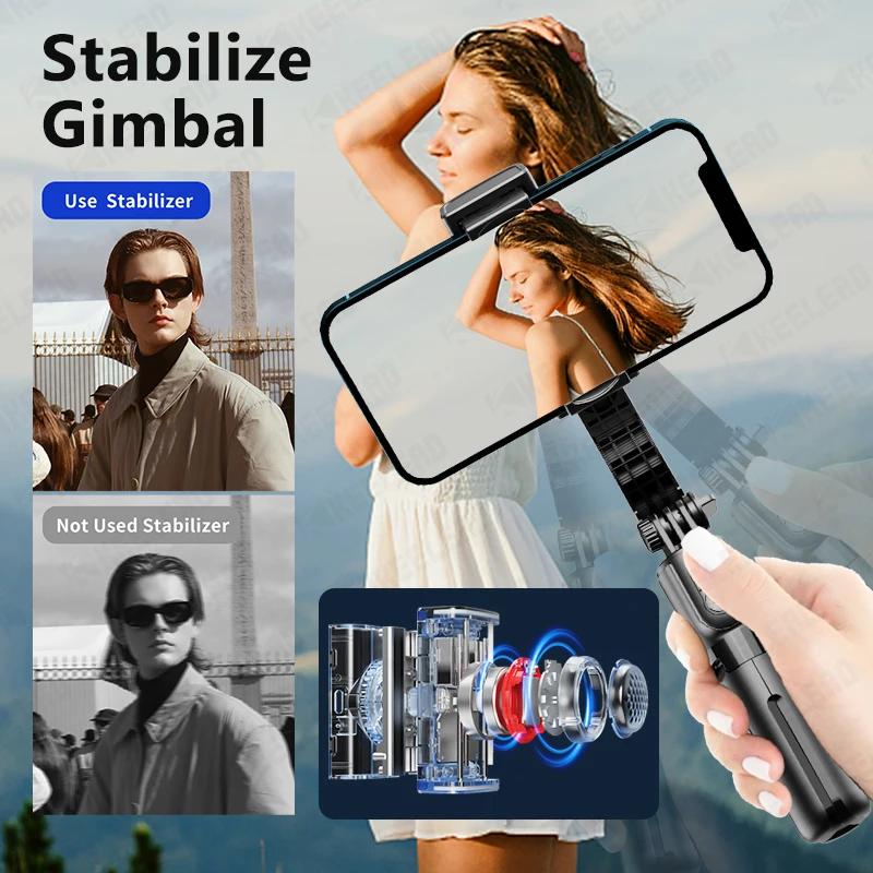 Trépied perche à Selfie stabilisateur de cardan avec lumière de remplissage Bluetooth sans fil exten