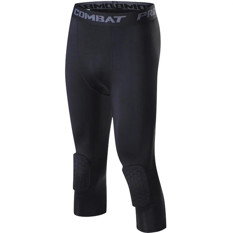 Genouillères nid d'abeille hommes protection basket - Leggings compression 3/4 anti-collision sport