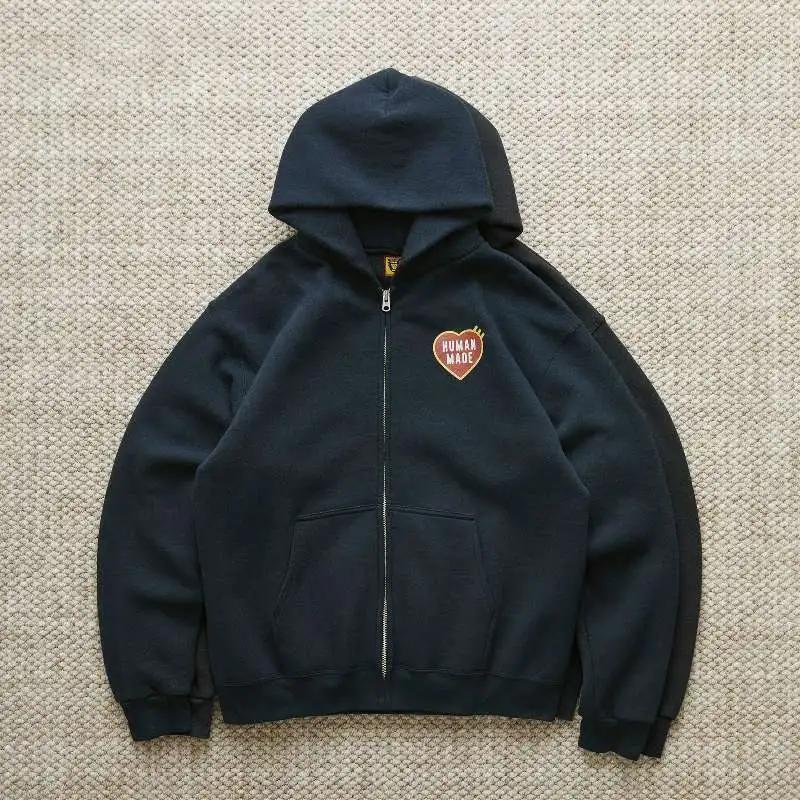 HUMAN MAND CLASS 25SS Nissan Love Sweat à capuche ample et décontracté avec fermeture éclair